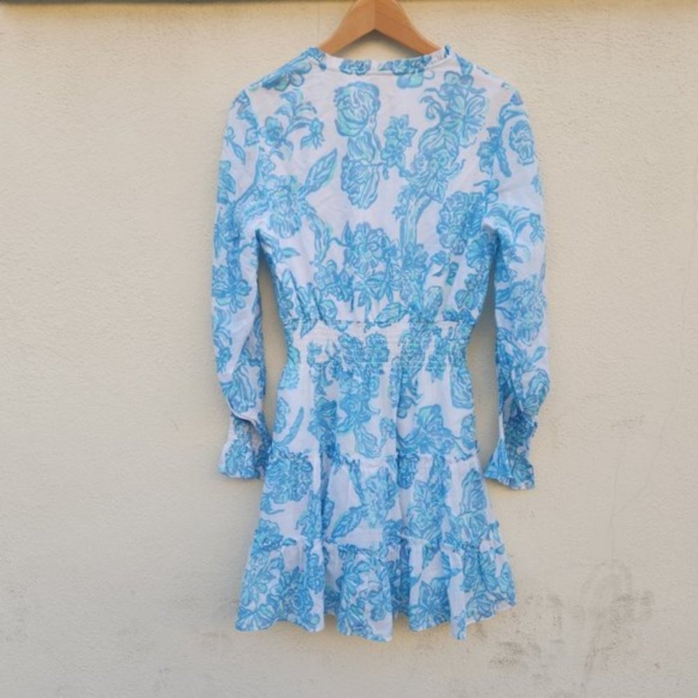 Sail To Sable STS Floral‎ 100% Cotton Blue Floral Dress - Picture 3 of 6